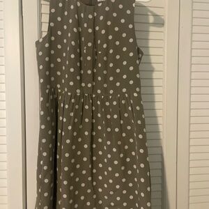 Madewell Gray and White Polka Dot Midi Dress